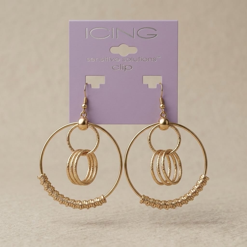 Celestial Orbit Textured Gold Multi-Hoop Statement Earrings