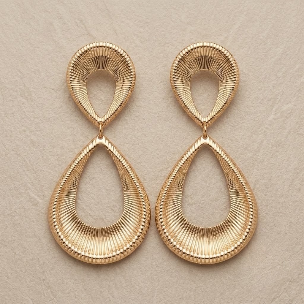 Aurelia Mixed-Metal Sculpted Fluted Infinity Teardrop Dangle Earrings