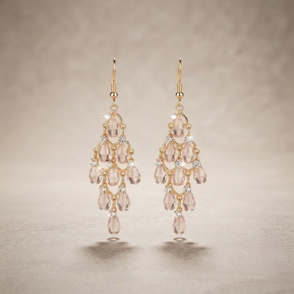 Elegant crystal chandelier dangle earrings