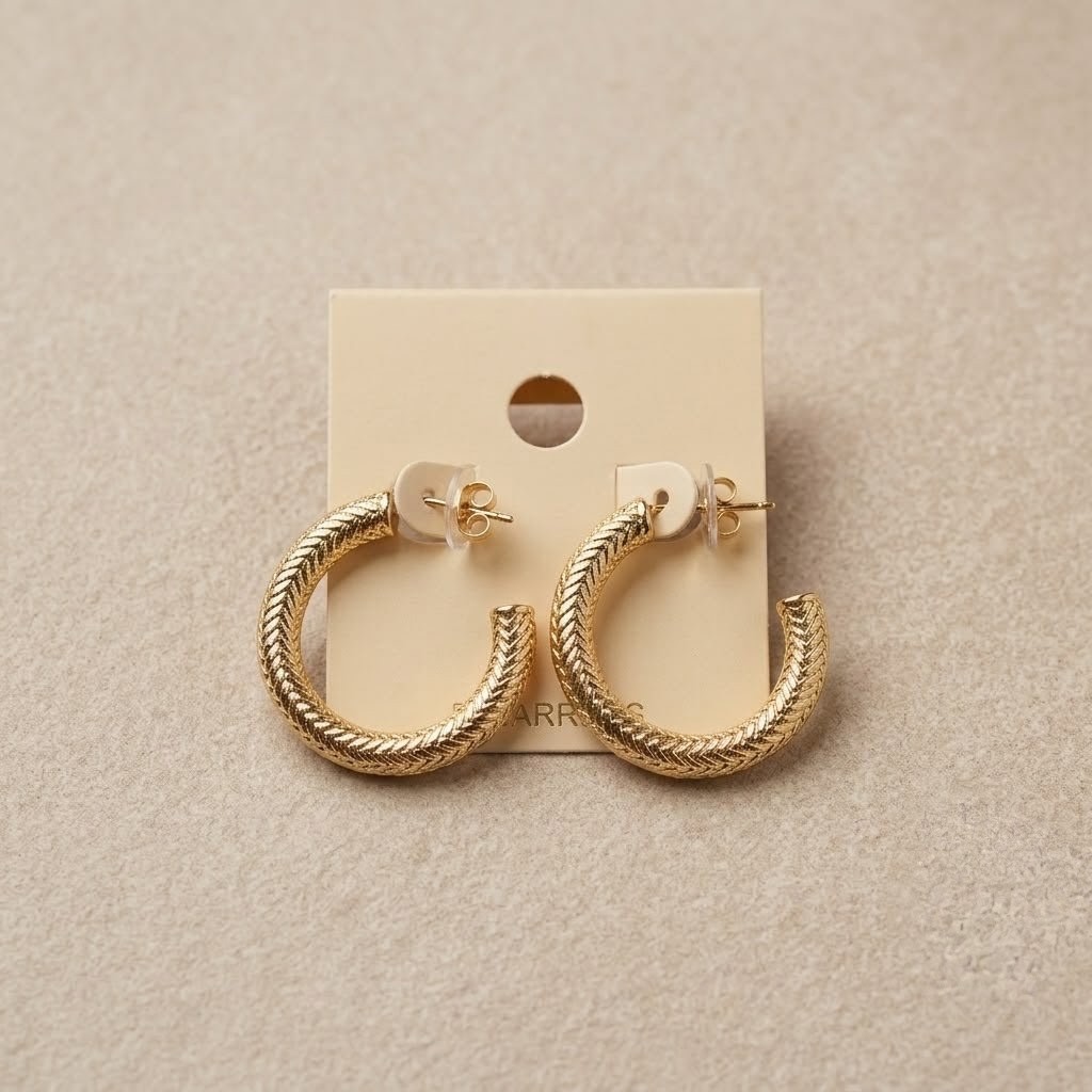  Chevron Textured C-Hoop Earrings 
