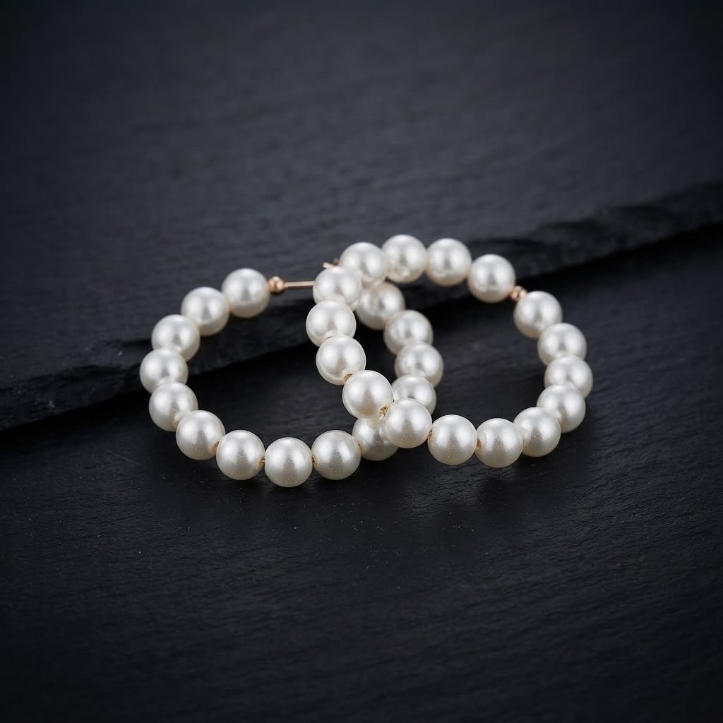 Beaded Pearl Hoop Earrings