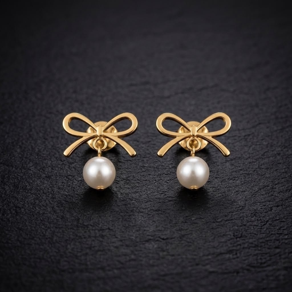 Drop Pearl Stud Earrings 