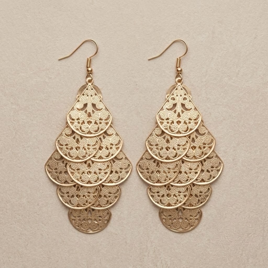 Moroccan Filigree Layered Teardrop Earrings