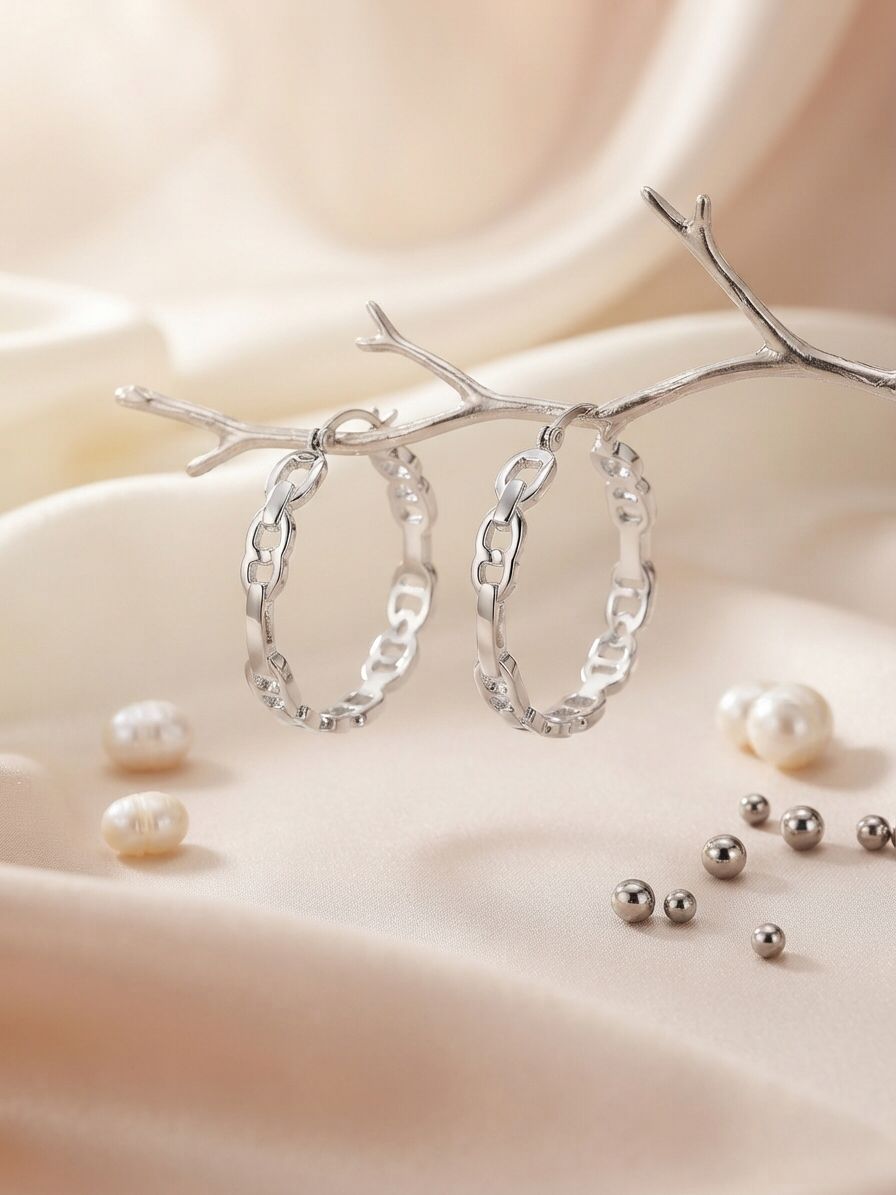 Nova Curb Chain Hoop Earrings