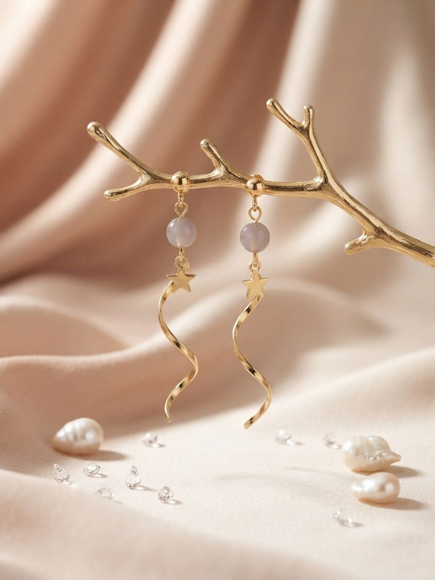 Cosmic Twist Celestial Drop Earrings