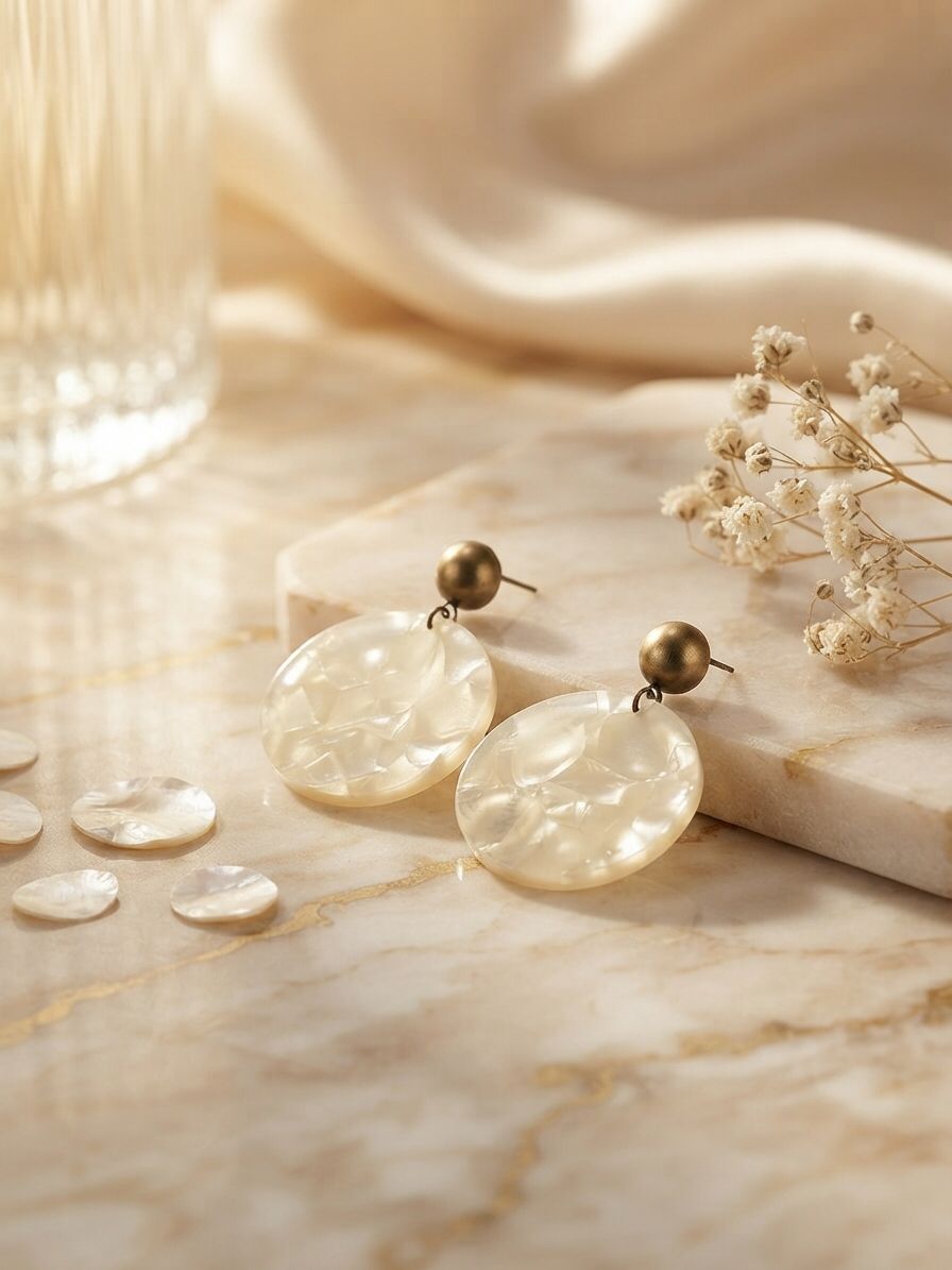 Alabaster Orb Textured Drop Earrings