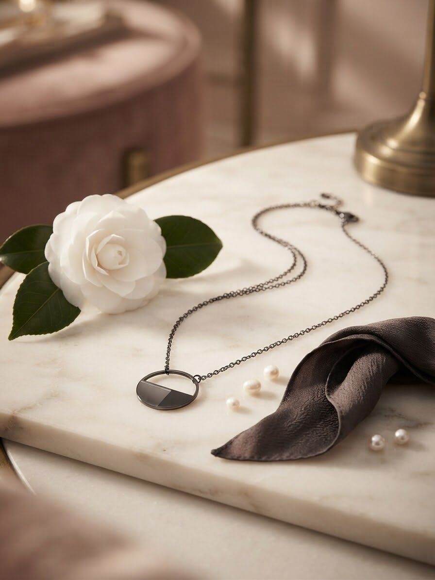 Eclipse Dual-Tone Geometric Pendant Necklace