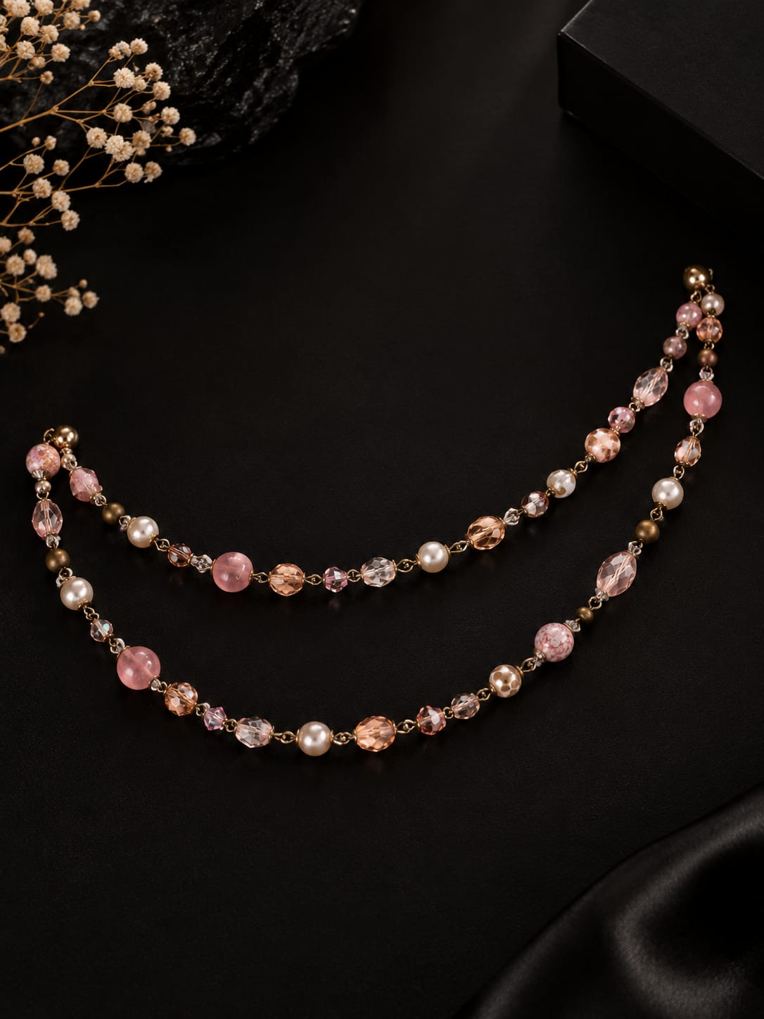 Blush Camellia Layered Pearl Necklace